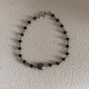 Black Spinel and Pyrite Beaded Bracelet